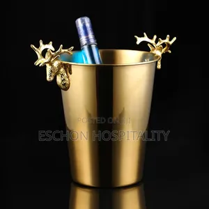 Luxury Deer Head Wine Bucket :Champagne Barrel - Gold - 5L