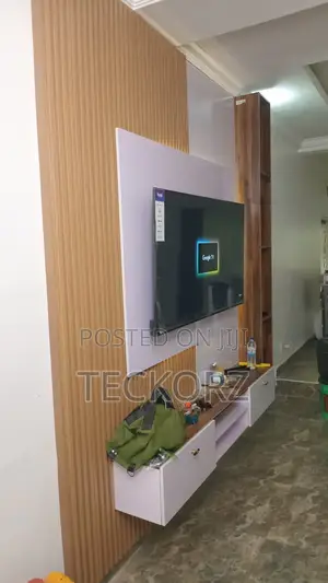 WPC Fluted Panel With Floating Media Cabinet