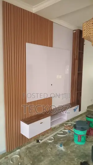 WPC Fluted Panel With Floating Media Cabinet