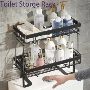 2 Tier Rustproof Metal Bathroom Storage Cabinet - Black