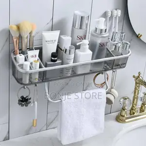 Acrylic Bathroom Shelf/Rack With Towel Hanger