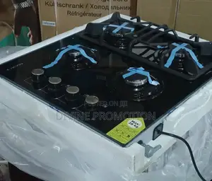 60cm Maxi Glass Top Table Gas Cooker, 4 Burners, Black Color