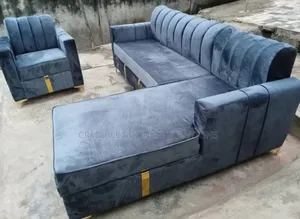 L-Shape Sofa Chair With Golden Legs