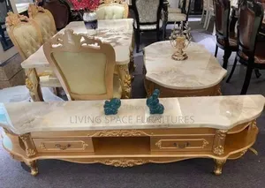 Royal Marble Dining Table With 6 Chairs and Center Table With Tv Stand