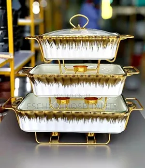 3pcs Ceramic Food Warmer Chafing Dish Casseroles