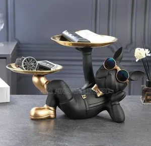 Black Figurine With Top Tray Decorations
