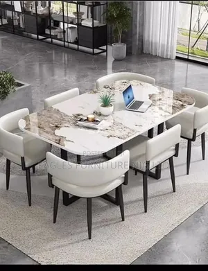 Luxury Set of Marble Dining Table With 6 Chairs
