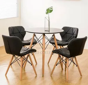 4 Seaters Round Dinning Set Set Wit Leather Sitting