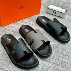 Original Hermes Men Leather Slippers