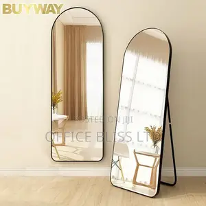 Arched Framed Top Standing / Wall Mirror - BLACK