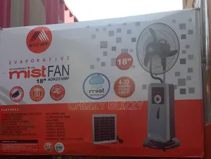 Andrakk Rechargeable Mist Fan With Solar Panel And Usb Cable