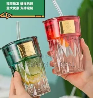 Glass Slub Cup With Straw