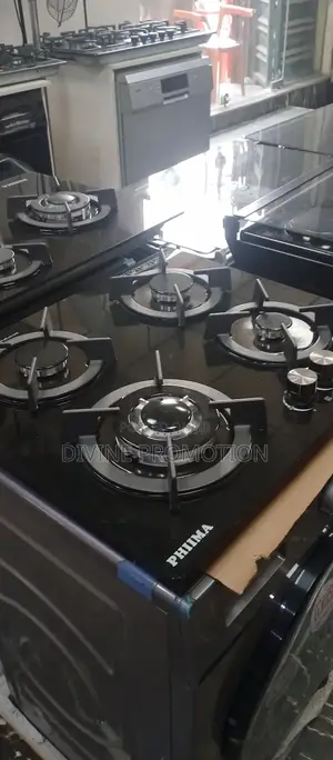 60cm Phiima Built in Gas Cooker 4 Burner, Glass Top
