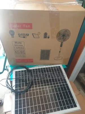 16"Inch AC/DC Solar Stand Rechargeable Fan, 50w Free Panel