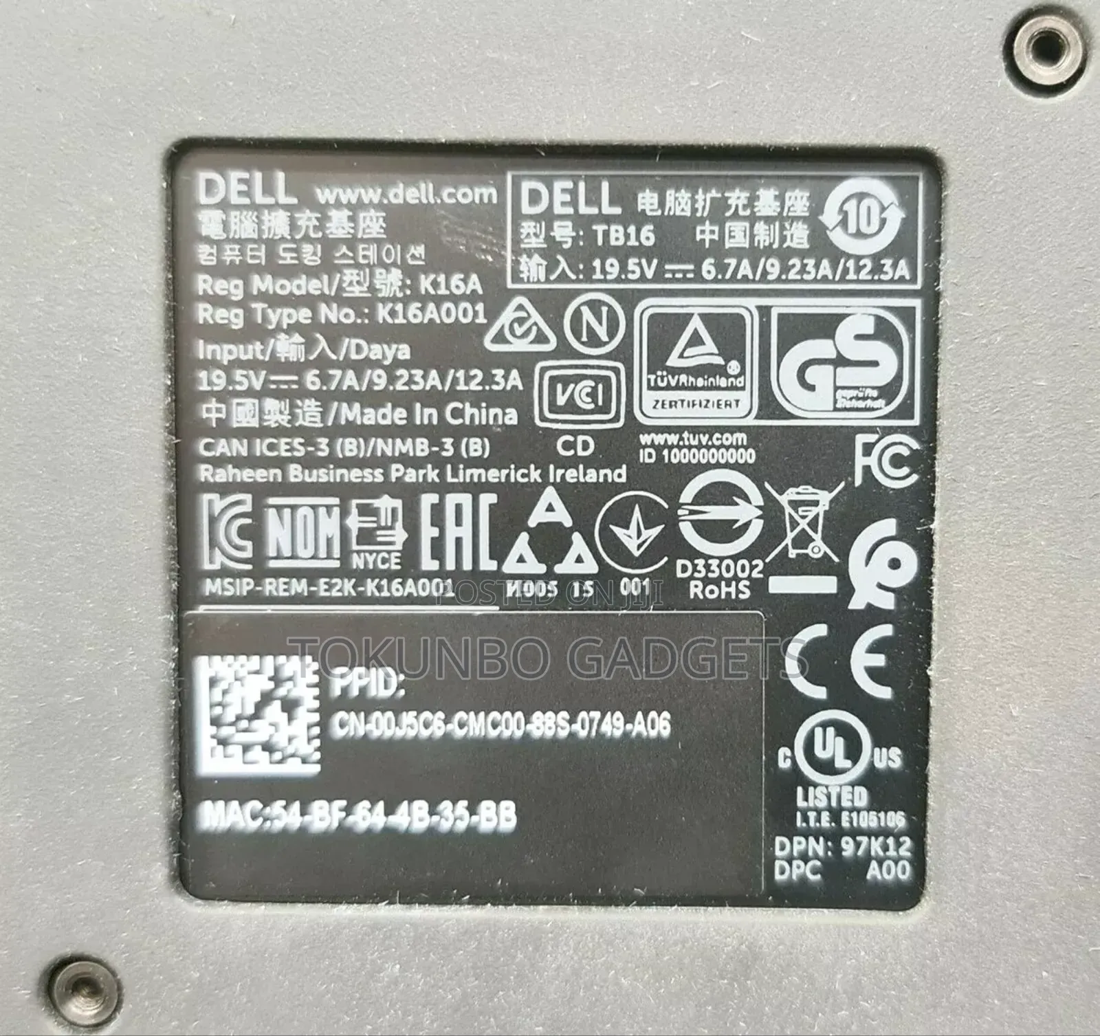 Dell Tb16 Dock Thunderbolt Dock