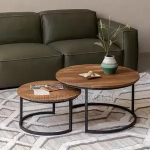 Luxury Round Wood Nesting End Design Coffee Table Set