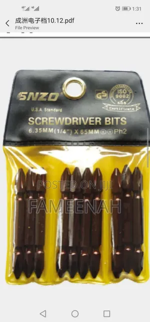 10pcs Screwdriver Bits 6.35mm (1⁄4") X 65mm