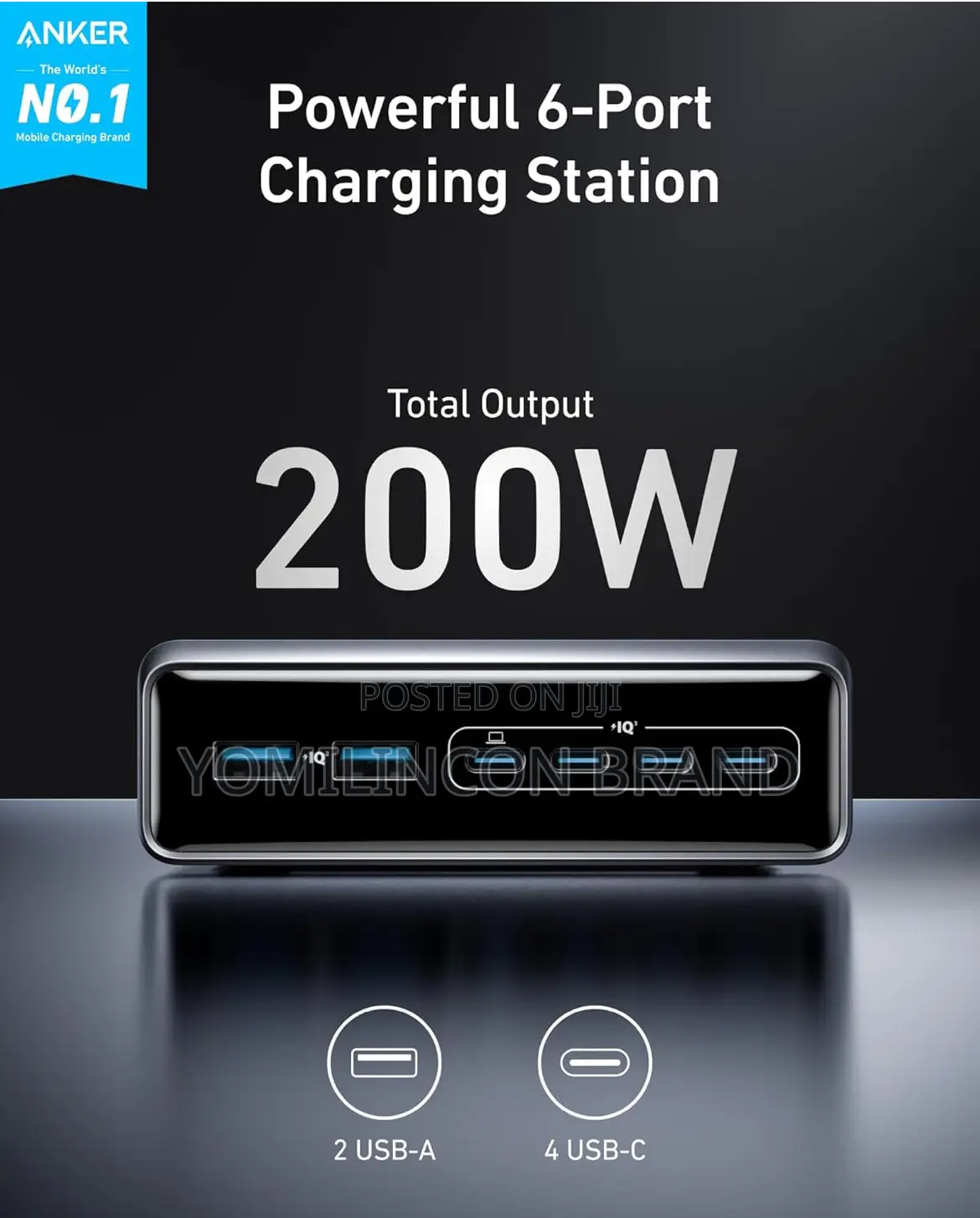 Anker Prime Charger, 200w 6-Port Gan Charging Station, Usb-C
