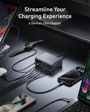 Anker Prime Charger, 200w 6-Port Gan Charging Station, Usb-C