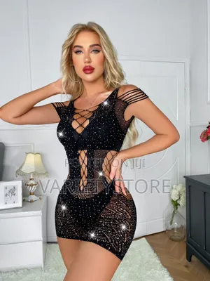 Shiny Fishnet Jacquard Bodysuit Women Sexy Gown