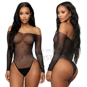 Black Crotchless Bodystockings Women Sexy Fishnet Bodysuit
