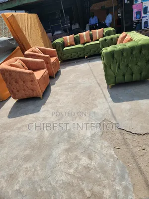 Complete Set of Seven Seaters Fabric Sofa Chair