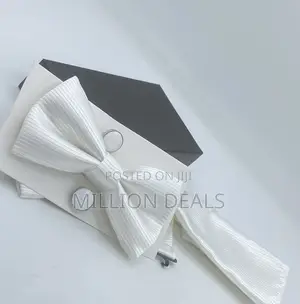 White 3-in-1 Pattern Bow Tie Set