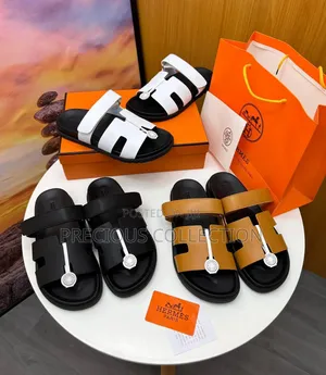 Unisex Hermes Luxury Leather Slides