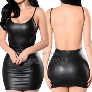 Sexy Faux Leather Dress Backless Club Party Short Dress