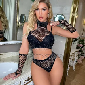 Hot Rhinestone Sexy 2-Piece Bra Set Lingerie for Women