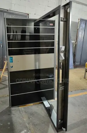 7ft by 4ft Pivot Door With Smartlock(Silver Line With Black