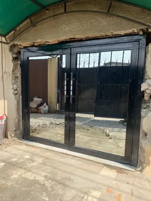 Black Double Leaf Aluminium Swing Door