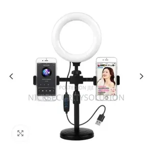 LED Double Cell Phone Holder/Stand for Live Stream,Makeup