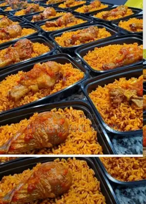 Plate of Rice and Chicken for Party