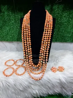 Coral Beaded Necklace 4 Layers