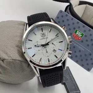 TAG Black Leather Chronograph Watch