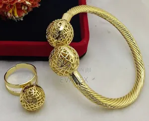 Non Tarnish Gold Bangle With Ring