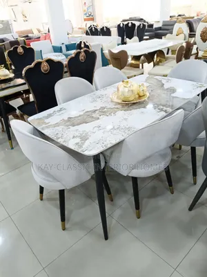 Dining  Table With Chairs Marble Top