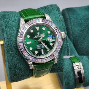 Oyster Perpetual Green Leather Watch