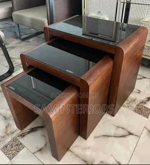 New Wooden Tempered Glass Top 3in1 Side Stools
