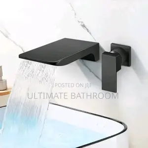 Black Wall Conduit Basin Mixer Tap With Waterfall