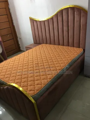 4/6 Brown Padded Bed Frame