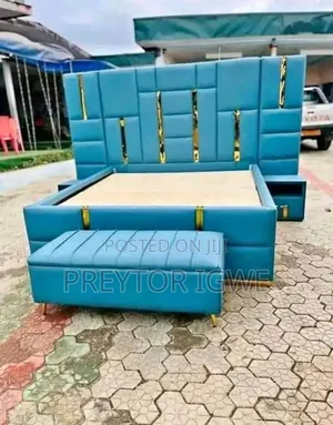 6 by 6 Bedframe With Side Stool and Ottoman