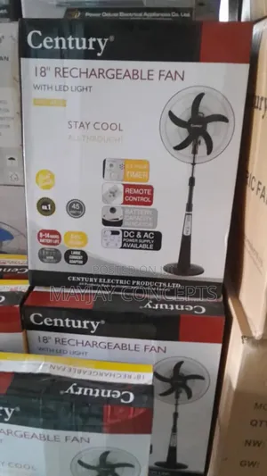 Century" 18" AC/DC Rechargeable Standing Fan-Supports Solar