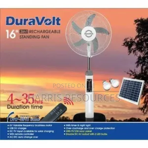 Duravolt 16 Inches Rechargeable Standing Fan With Solar