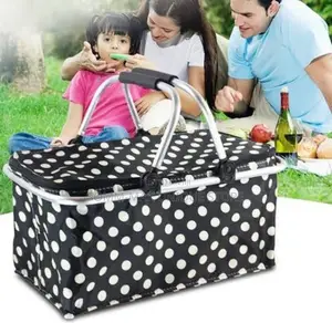 30L Folding Picnic Camping Basket Insulated Cooler