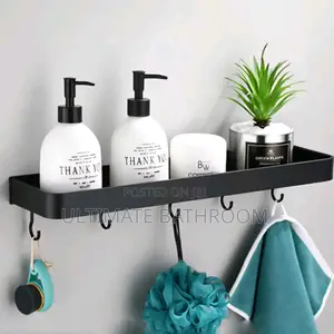 Black Bathroom Shelf With Hook