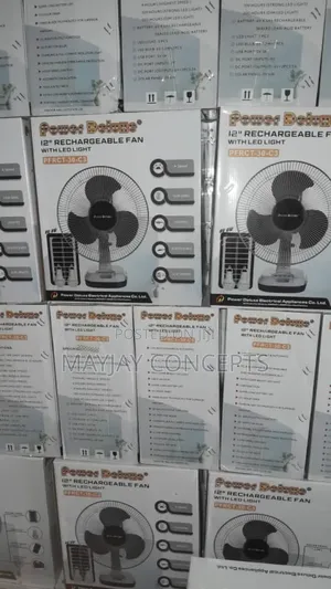 12" Power Deluxe 3in1 Table Solar Fan+Panel+LED Light+2-Bulb