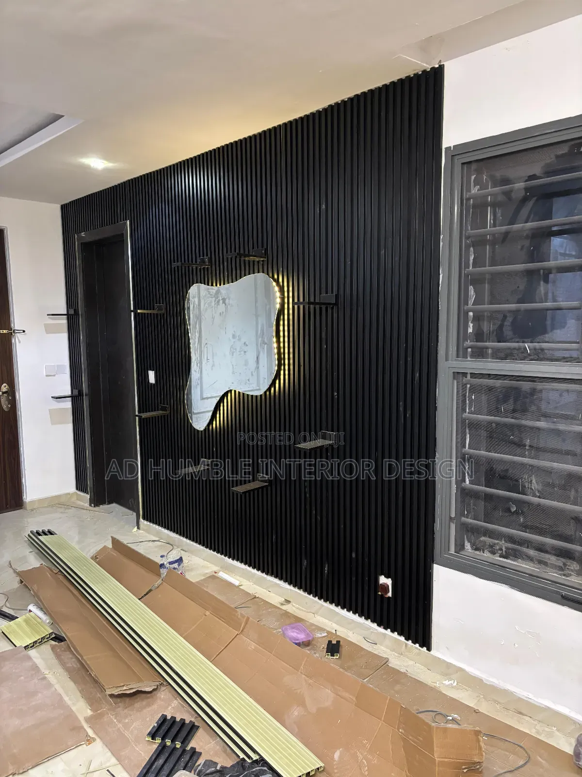 Wall Black Floated Panel Console
