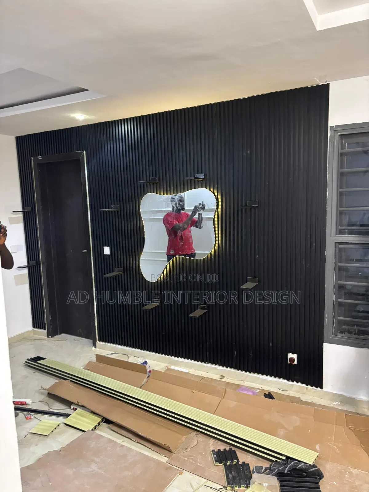 Wall Black Floated Panel Console
